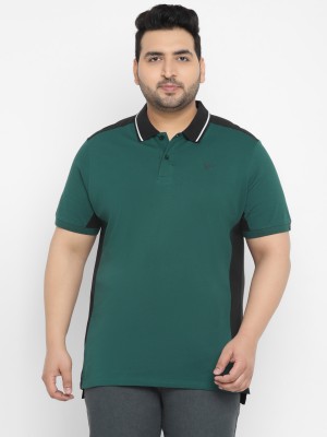 Urbano Plus Colorblock Men Polo Neck Green, Black T-Shirt