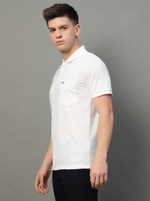 RISS CLOTHING Solid Men Polo Neck White T-Shirt