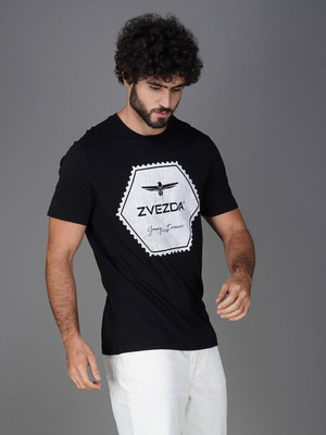 Zvezda Printed Men Round Neck Black T-Shirt