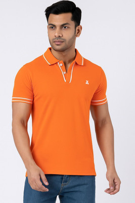Jacob Louis Solid Men Polo Neck Orange T-Shirt