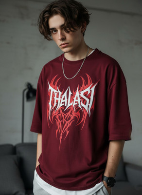 THALASI Graphic Print Men Round Neck Maroon T-Shirt