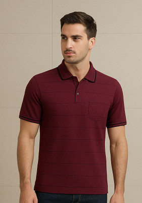 Fabc Solid Men Polo Neck Maroon T-Shirt