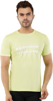 Dollz Fashion Printed Men Round Neck Light Green T-Shirt