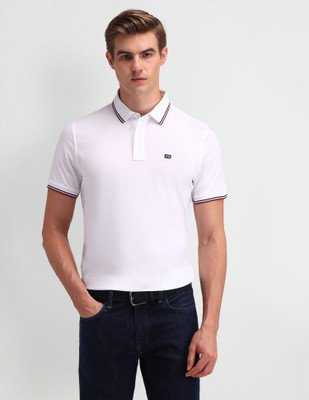 Arrow Sport Solid Men Polo Neck White T-Shirt