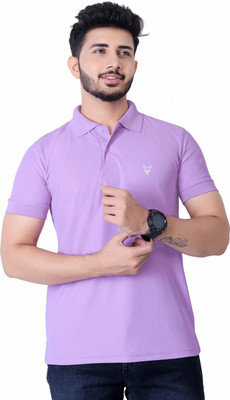 Tween Trends Solid Men Polo Neck Purple T-Shirt