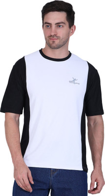 CHHALAANG Colorblock Men Round Neck White, Black T-Shirt