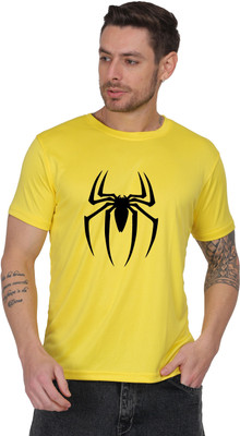 AZAADGARMENT Printed Men Round Neck Yellow T-Shirt
