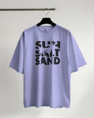 Scoot Prints Printed Men Round Neck Purple T-Shirt