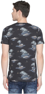 BASICS Printed Men Round Neck Grey T-Shirt