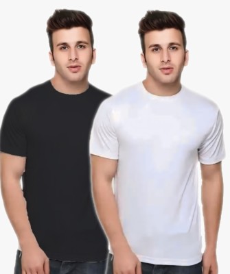 MKTEES Solid Men Round Neck White T-Shirt