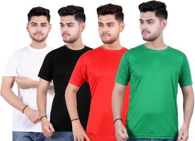 RK regular fit Solid Men Round Neck Black, White, Red, Green T-Shirt