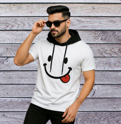 Ramawati enterprises Printed Men Hooded Neck White T-Shirt