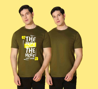 WOOSTRO Typography Men Round Neck Dark Green T-Shirt