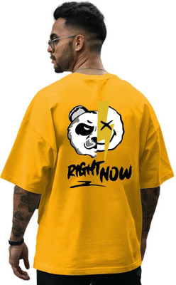Arispo Graphic Print, Typography Men Round Neck Yellow T-Shirt