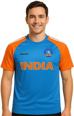 JERSEYGOD Printed Men Round Neck Black, Pink T-Shirt