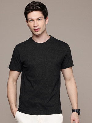 Moda Rapido Solid Men Round Neck Black T-Shirt