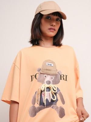 Tokyo Talkies Printed Women Round Neck Pink T-Shirt