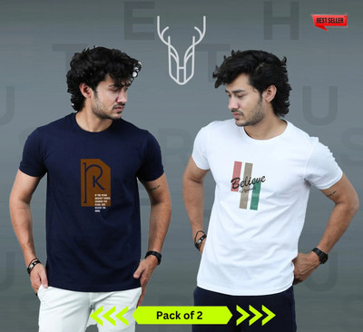 t-hustler Printed Men Round Neck Multicolor T-Shirt