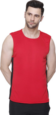 Colors & Blends Solid Men Round Neck Red T-Shirt