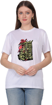 EKTABAZAR Graphic Print Women Round Neck White T-Shirt