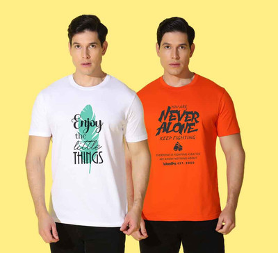 WOOSTRO Printed Men Round Neck Multicolor T-Shirt