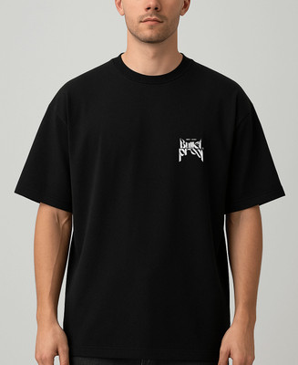 Teestranzify Graphic Print Men Round Neck Reversible Black T-Shirt