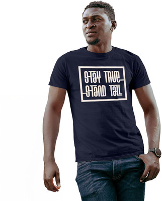 Fighterhero Printed Men Round Neck Navy Blue T-Shirt