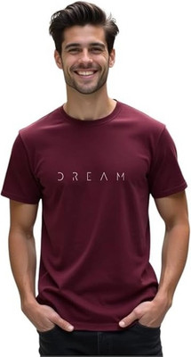 sms creation Graphic Print Men Round Neck Maroon T-Shirt