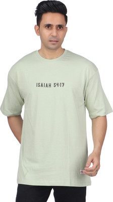 Amenworks Typography Men Round Neck Light Green T-Shirt