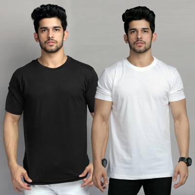 printcorners Solid Men Round Neck Black T-Shirt
