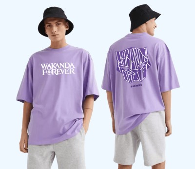 ZubyDuby Printed Men Round Neck Purple T-Shirt