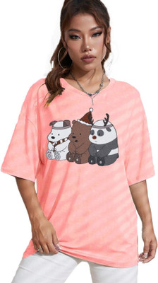 BELTLY Graphic Print, Printed Women Round Neck Pink T-Shirt