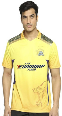 YUTU Printed Men Polo Neck Yellow T-Shirt