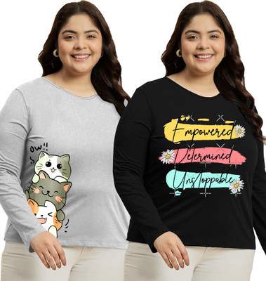 Elite soul Typography Women Round Neck Multicolor T-Shirt