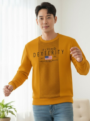 GM TRENDS Printed Men Round Neck Yellow T-Shirt