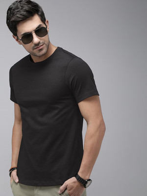 RULEDBYSUN Solid Men Round Neck Black T-Shirt