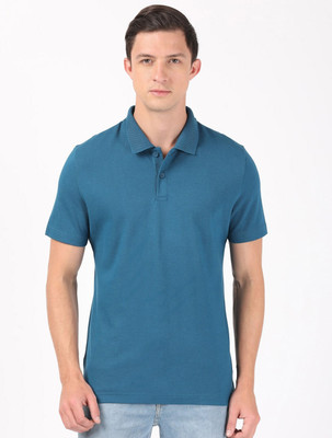 JOCKEY Solid Men Polo Neck Blue T-Shirt