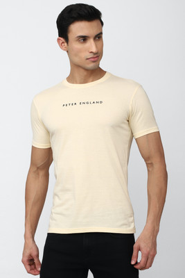 PETER ENGLAND Graphic Print Men Round Neck Beige T-Shirt