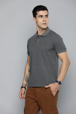 CRAFTING CLUB Solid Men Polo Neck Grey T-Shirt