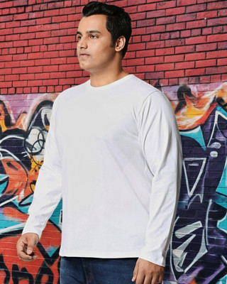 BEWAKOOF Solid Men Round Neck White T-Shirt