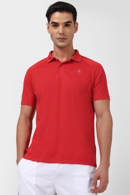 VAN HEUSEN Solid Men Polo Neck Red T-Shirt