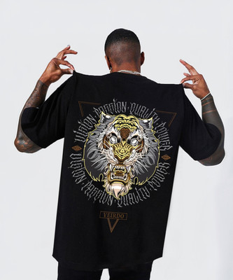 Veirdo Printed, Typography Men Round Neck Black T-Shirt