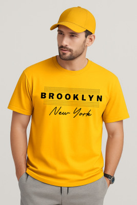 Xenon Clothing Graphic Print Men Round Neck Yellow T-Shirt