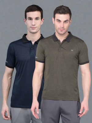 Force NXT Solid Men Polo Neck Blue, Green T-Shirt