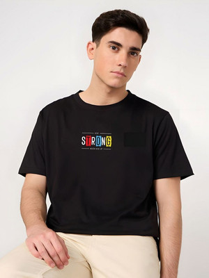 SZN Graphic Print Men Round Neck Black T-Shirt