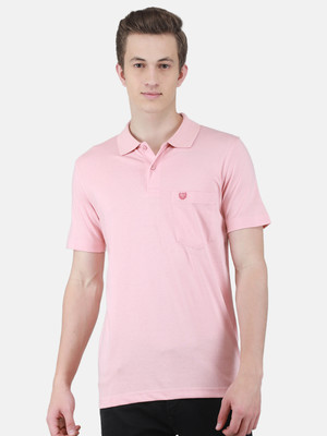 DUKE Solid Men Polo Neck Pink T-Shirt