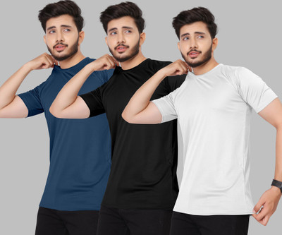 M7 By Metronaut Solid Men Round Neck Multicolor T-Shirt