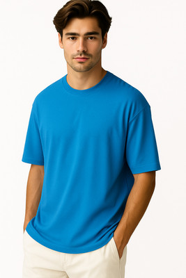 GRIFFON VINCERO Solid Men Round Neck Light Blue T-Shirt