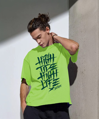 Leotude Printed Men Round Neck Green T-Shirt