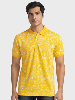 COLORPLUS Striped Men Polo Neck Yellow T-Shirt